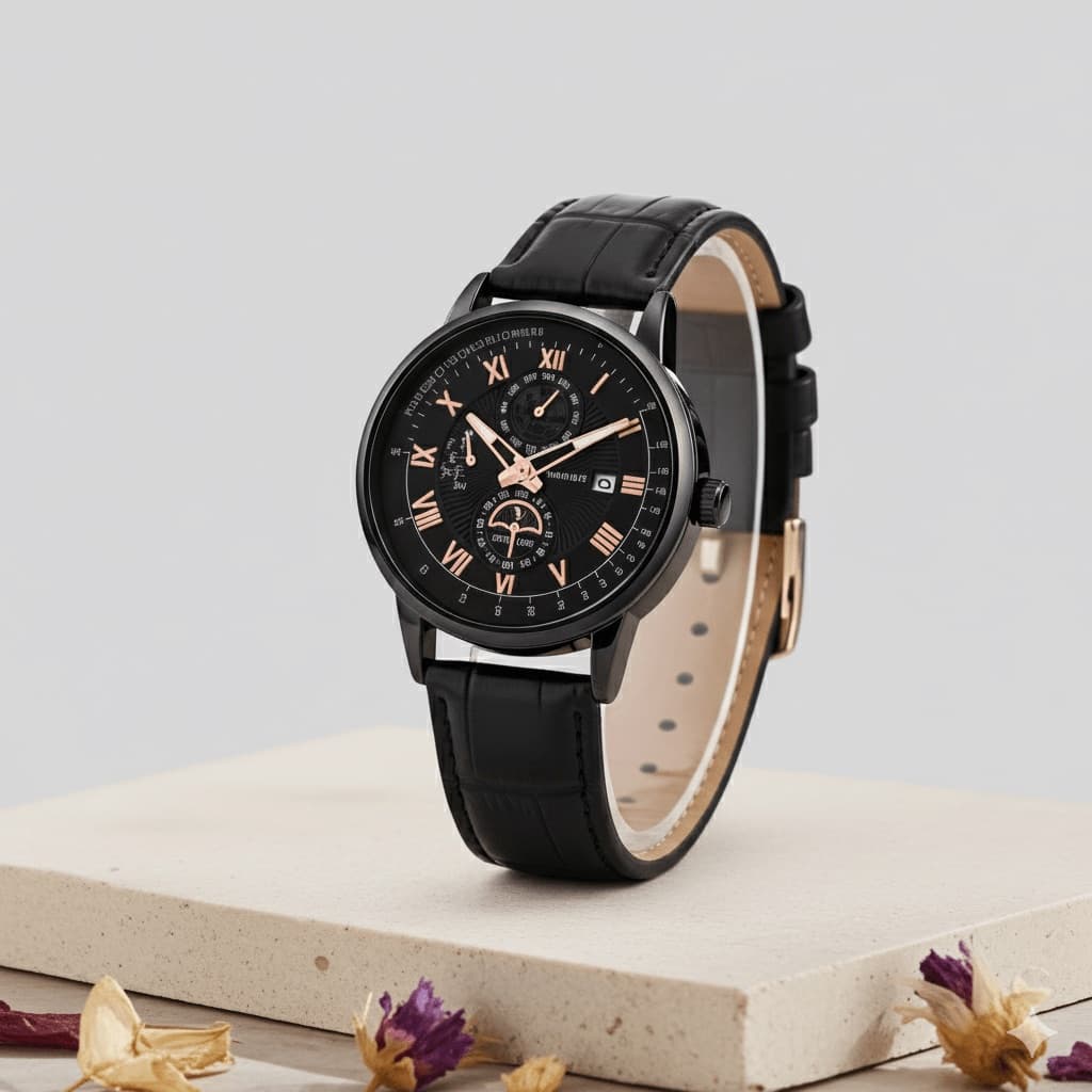 Luxury Leather-Strapped Watch thumbnail 2