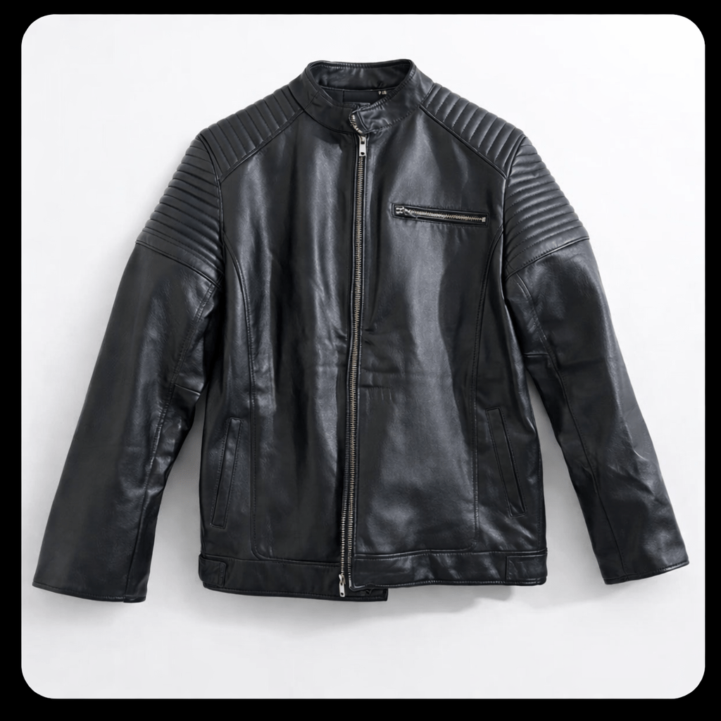 Crown & Leathers Men’s Premium Black Leather Biker Jacket - Crown & Leathers