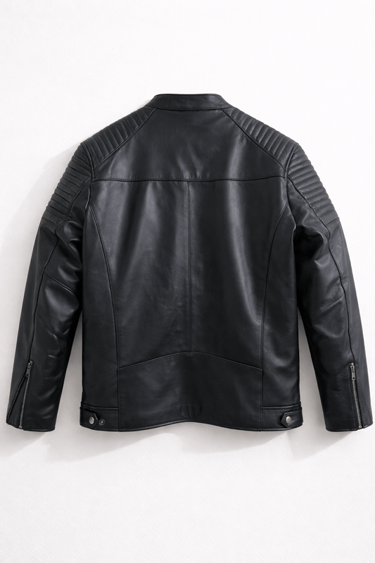 Crown & Leathers Men’s Premium Black Leather Biker Jacket - Crown & Leathers