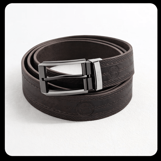 Crown & Leathers Premium Textured Leather Belt for Men | Classic Pin Buckle | Gift Box Included - Crown & Leathers
